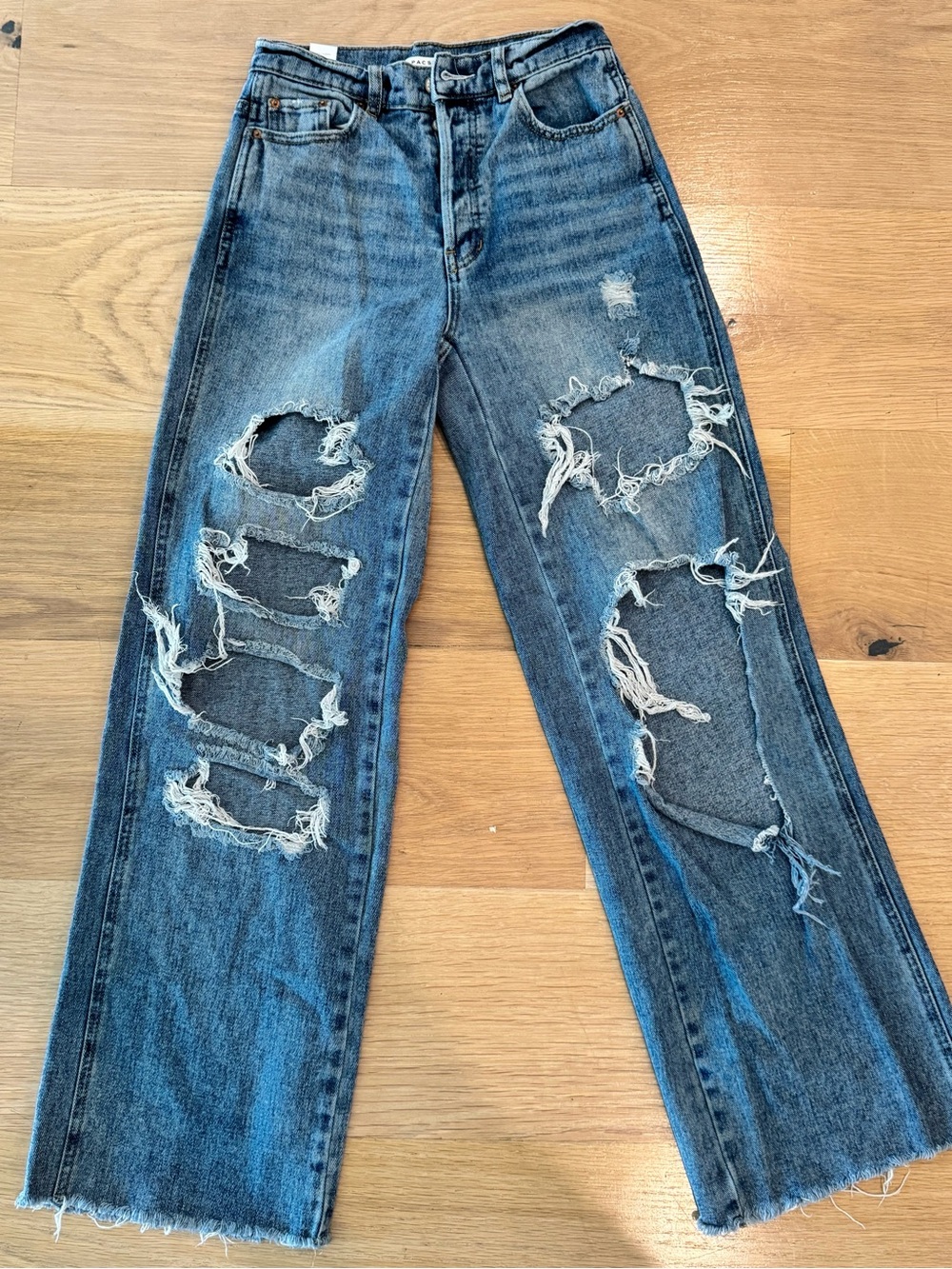 PACSUN Baggy Distressed Jeans - Blue